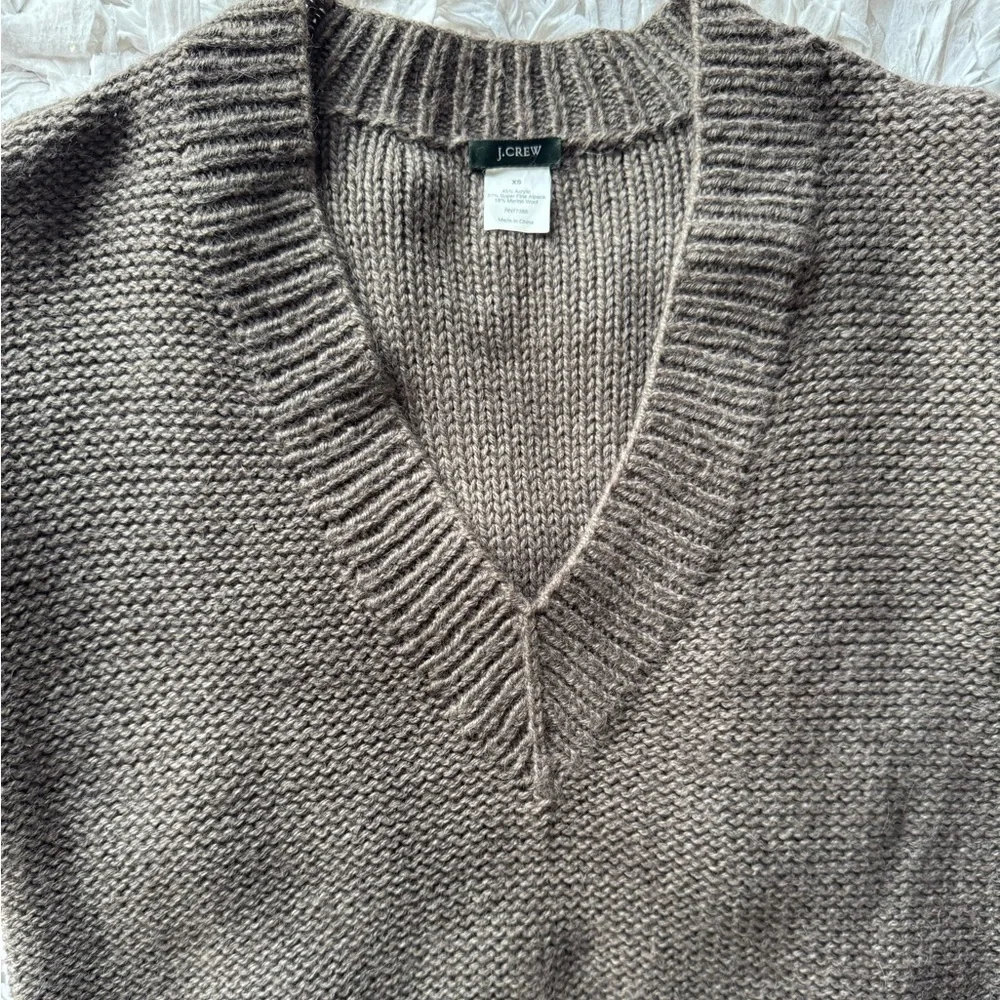 J. Crew Alpaca Blend V-Neck Short Sleeve Knit Tunic Sweater